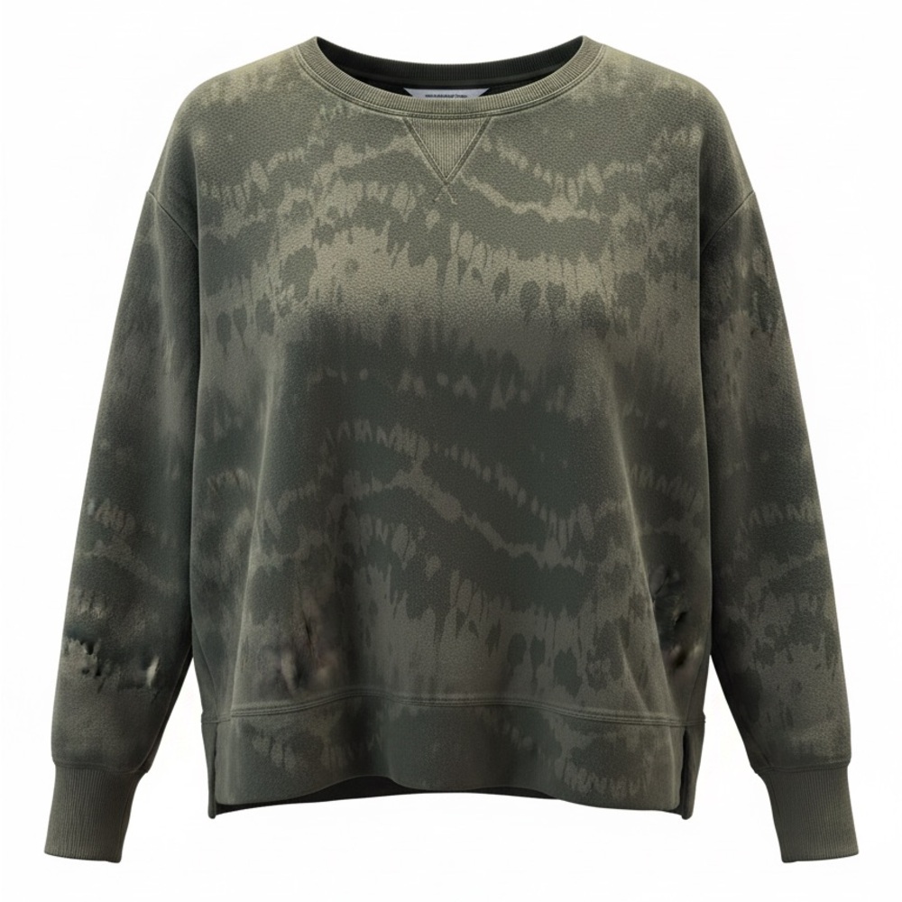 Relaxed Tie-Dye Crewneck Sweatshirt - Olive Green